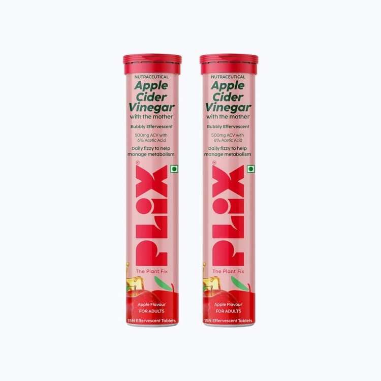 Plix Apple Cider Vinegar Bubbly Effervescent Tablets (Apple Burst) - Pack of 2