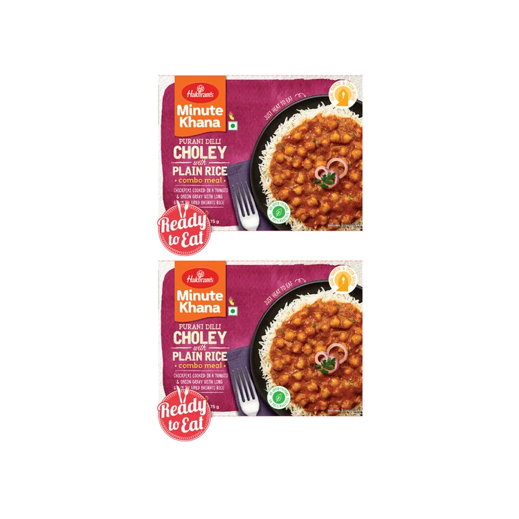 Haldiram's Minute Khana Choley With Plain Rice Ready to Eat - Pack of 2