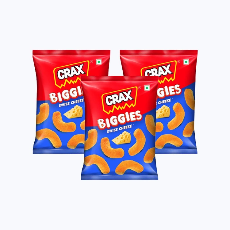 Crax Biggies Swiss Cheese Puffs Snacks - Pack of 3