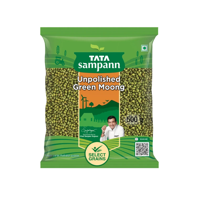 Tata Sampann Unpolished Green Moong (Sabut) Whole Dal (Hesaru Kalu)