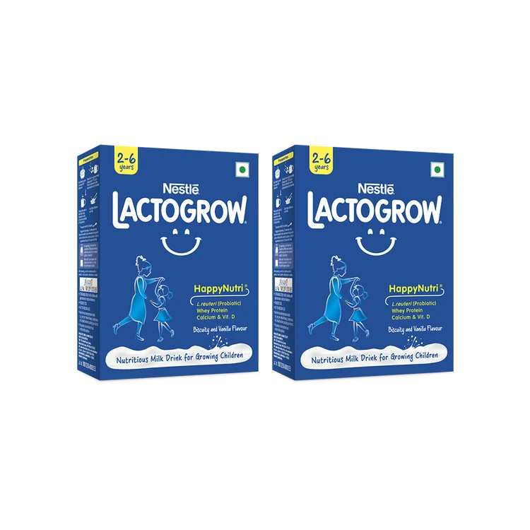 Nestle Lactogrow Nutritious Kids Milk Drink (Biscuity Vanilla Flavour (2 - 6 years)) - Pack of 2