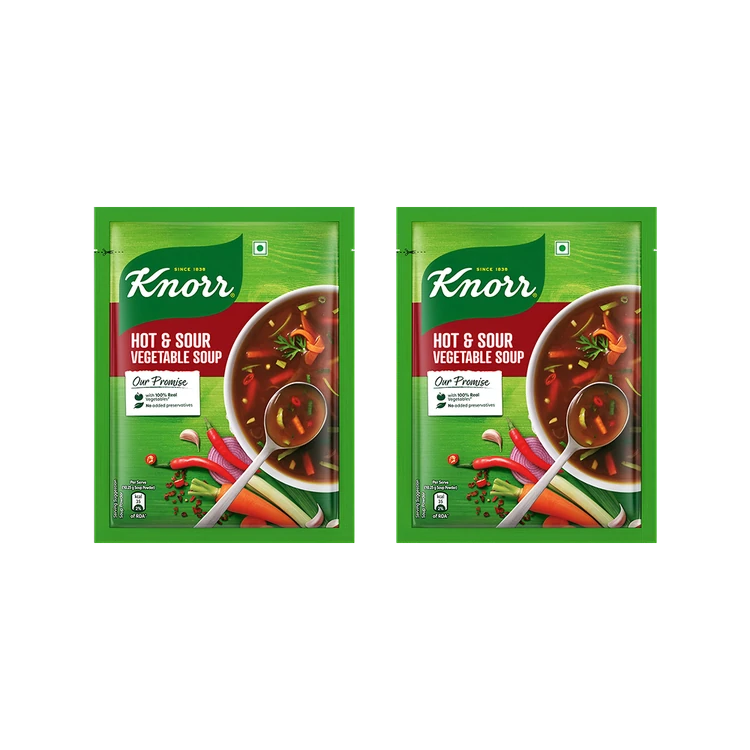Knorr Hot & Sour Vegetable Soup with No Added Preservatives - Pack of 2
