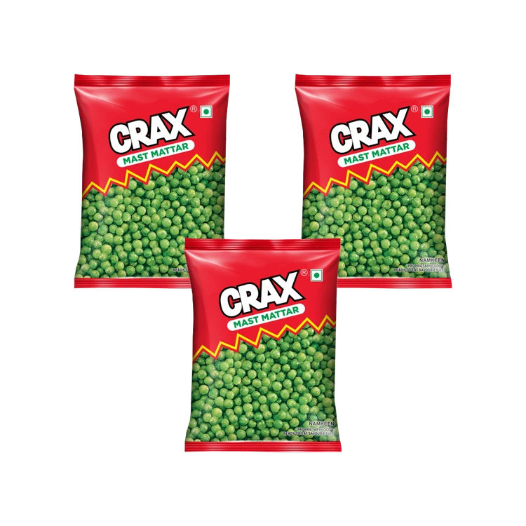 Crax Mast Mattar Green Pea Snack - Pack of 3