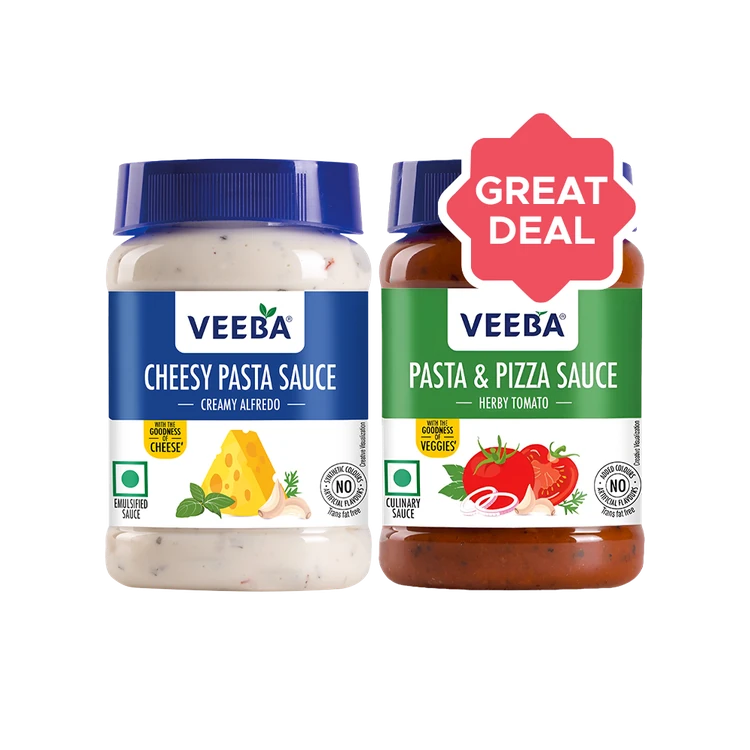 Veeba Pizza & Pasta Sauce - Herby Tomato + Veeba White Pasta Creamy Sauce Combo