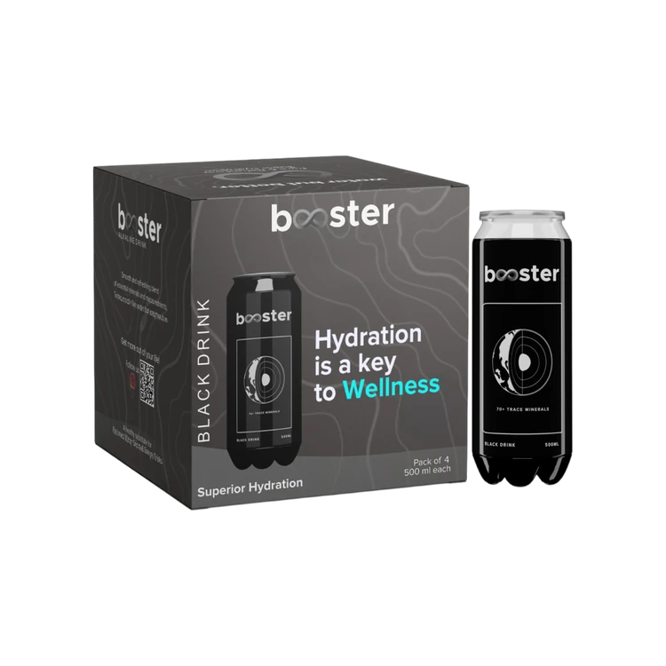 Booster Black Alkaline Water - Pack of 4