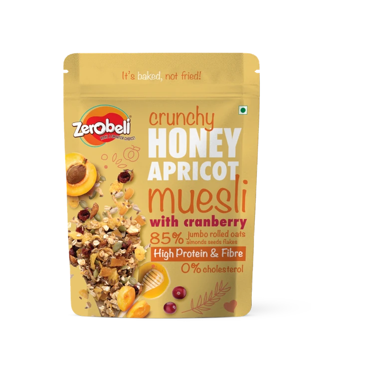 Zerobeli Crunchy Honey Apricot Muesli with Cranberry