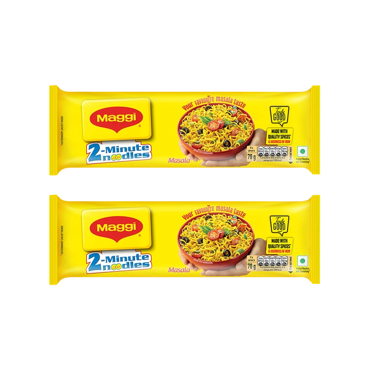 Maggi Masala 2 Minutes Instant Noodles Made With Quality Spices - Pack of 2