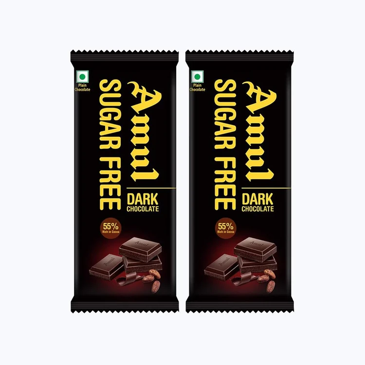Amul Dark Chocolate Bar (No Added Sugar) - Pack of 2