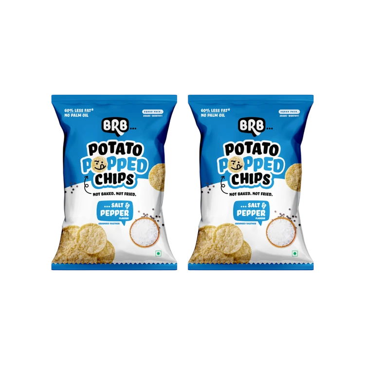 BRB Potato Popped Chips (Salt & Pepper Flavour) - Pack of 2