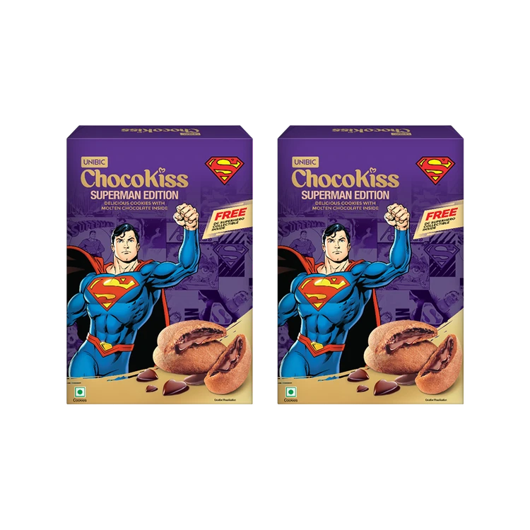 Unibic Choco Kiss Superman Edition Center Filled Biscuits - Pack of 2