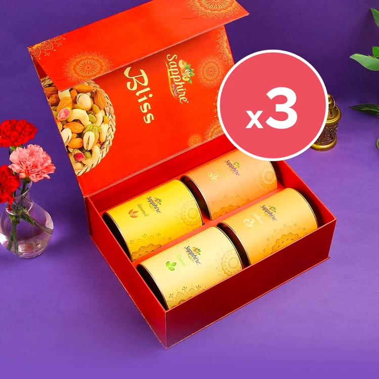 Sapphire Bliss Dry Fruits Gift Box - Pack of 3 (Dry Fruits Udugore Pack)