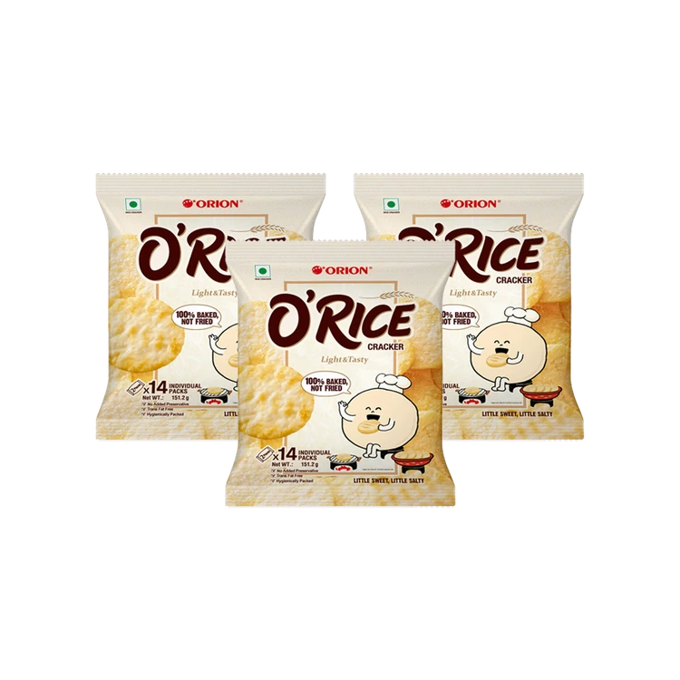 Orion Light & Tasty O'Rice Crackers - Pack of 3