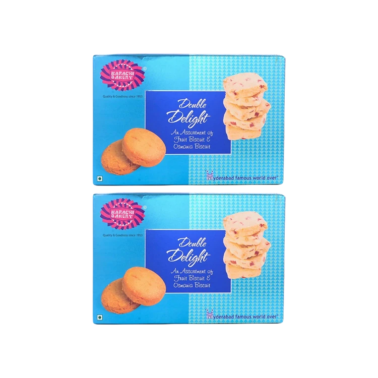 Karachi Bakery Double Delight Fruit & Osmania Bakery Cookies - Pack of 2