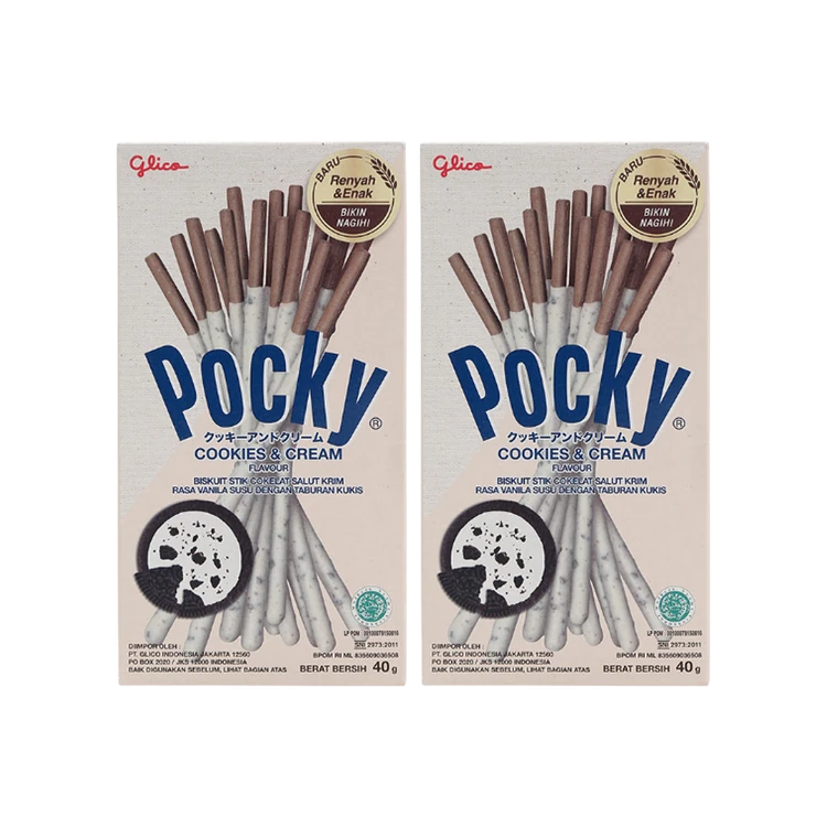 Pocky Cookies and Cream Flavoured Biscuit Sticks - Pack of 2