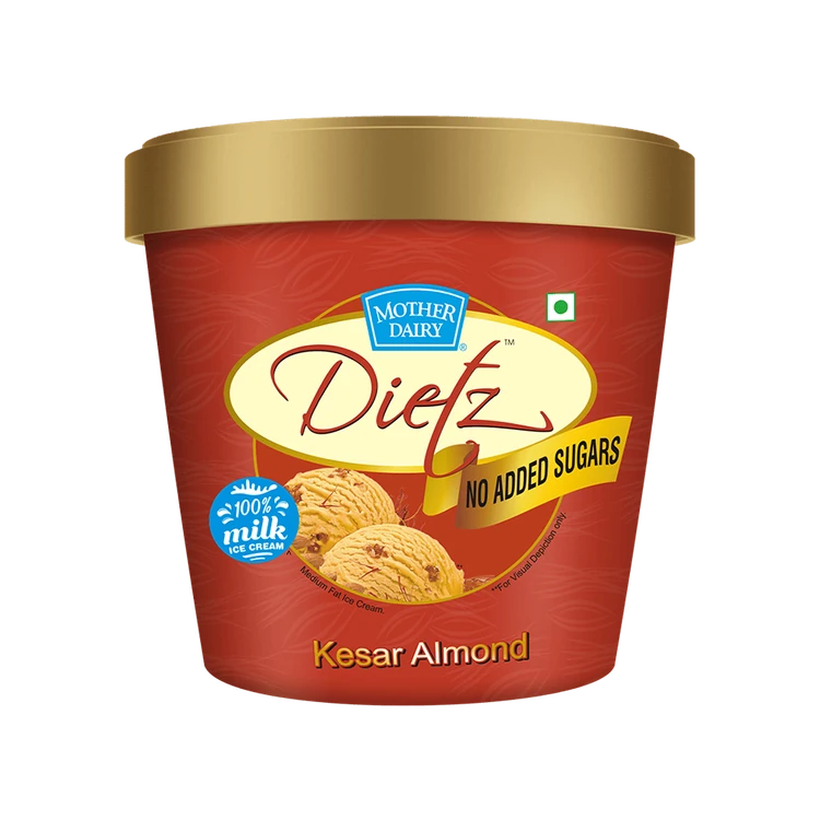Mother Dairy Dietz Kesar Almond Ice Cream Tub