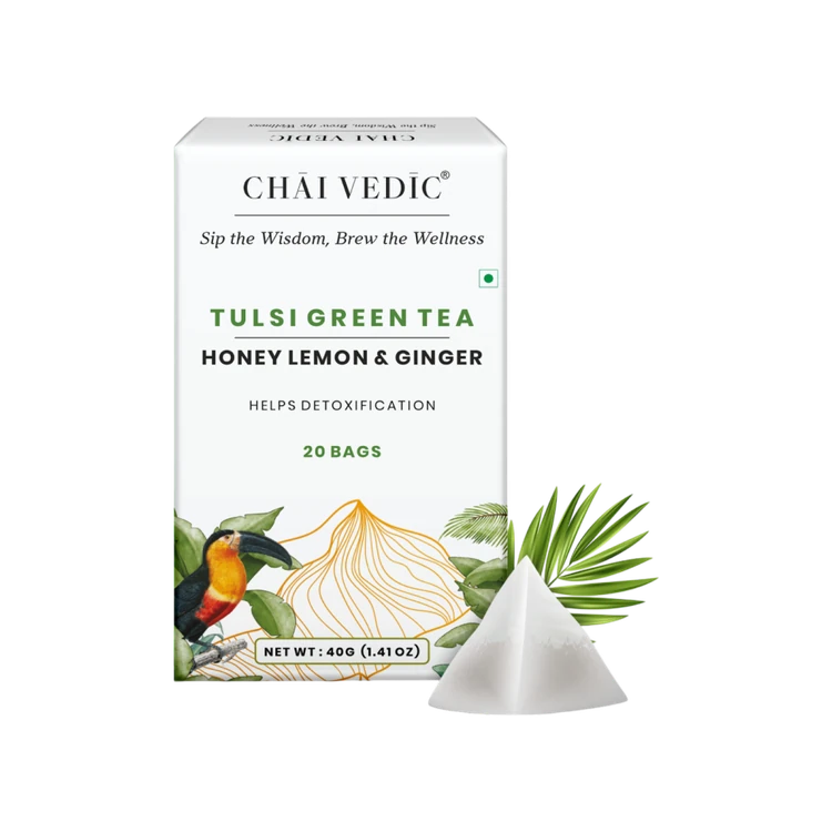 Chai Vedic Tulsi Green Tea Bags (Honey Lemon Ginger)