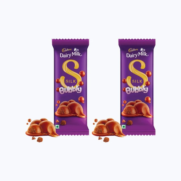 Cadbury Dairy Milk Silk Bubbly Small Milk Chocolate Bar - Pack of 2