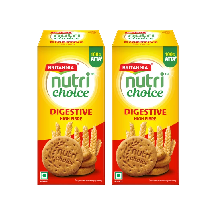 Britannia NutriChoice Digestive High Fibre Biscuit - 250 g Family Pack - Pack of 2