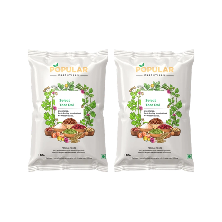 Popular Essentials Select Unpolished Toor Dal - Pack of 2 (Togari Bele)
