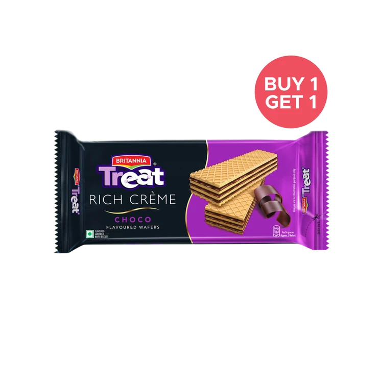 Britannia Treat Rich Creme Choco Flavoured Wafers - Buy 1 Get 1 Free