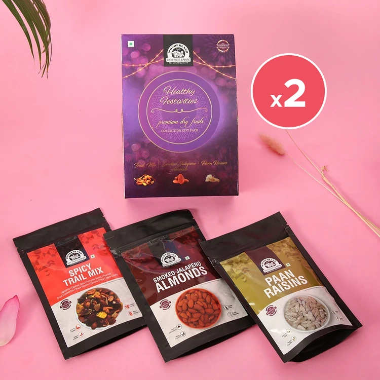 Wonderland Foods Premium Dry Fruits Gift Pack (Healthy Festivities) - Pack of 2 (Dry Fruits Udugore Pack)