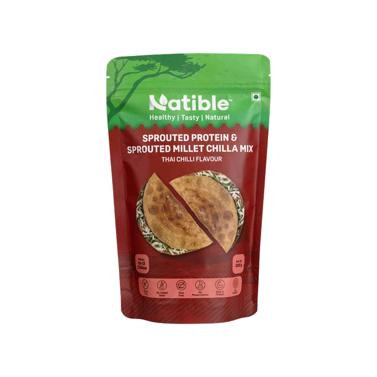 NATIBLE Sprouted Protein & Sprouted Millet Chilla Mix (Thai Chilli)