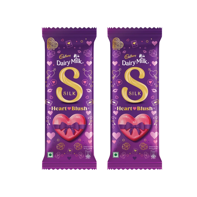 Cadbury Dairy Milk Silk Valentines Heart Blush Milk Chocolate Bar - Pack of 2