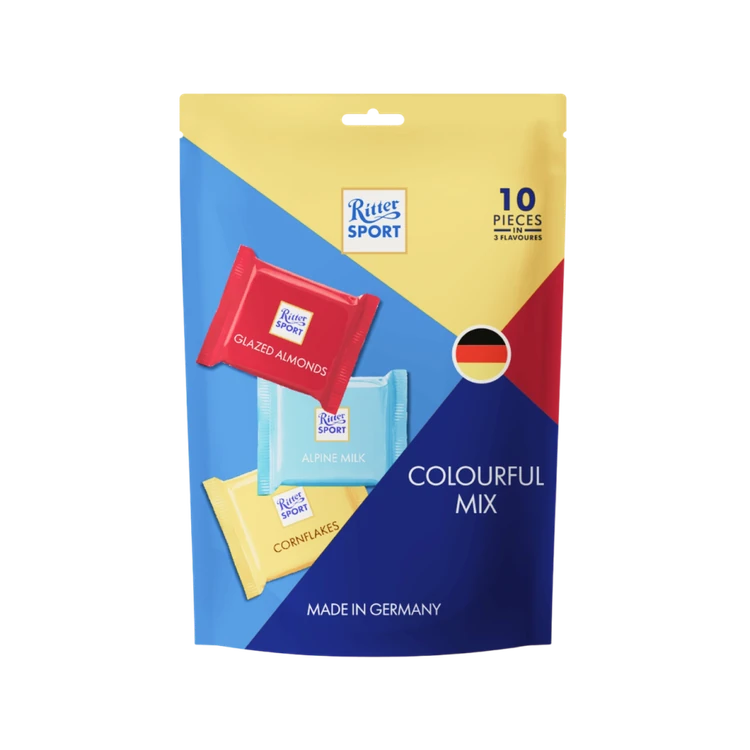 Ritter Sport Colorful Mix Chocolate Pack - Almond, Cornflakes & Alpine Milk