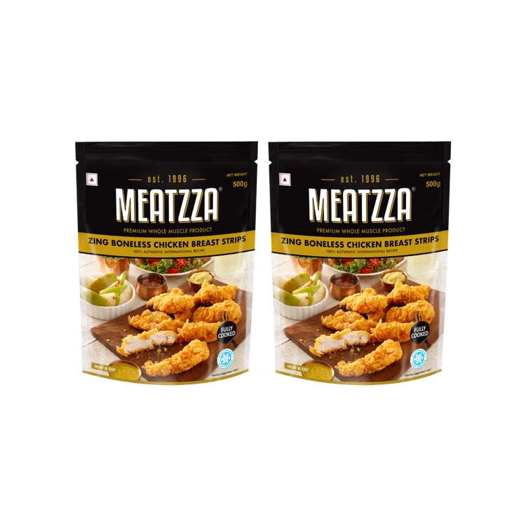 Meatzza Zing Boneless Breast Chicken Strips (Frozen) - Pack of 2