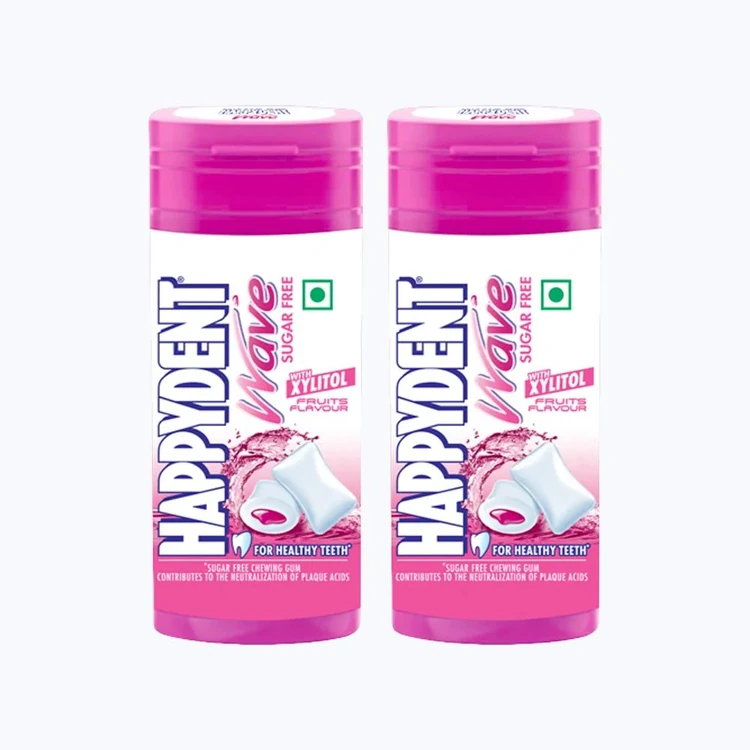 Happydent Sugar Free Wave Fruit Flavour Chewing Gum - Pack of 2