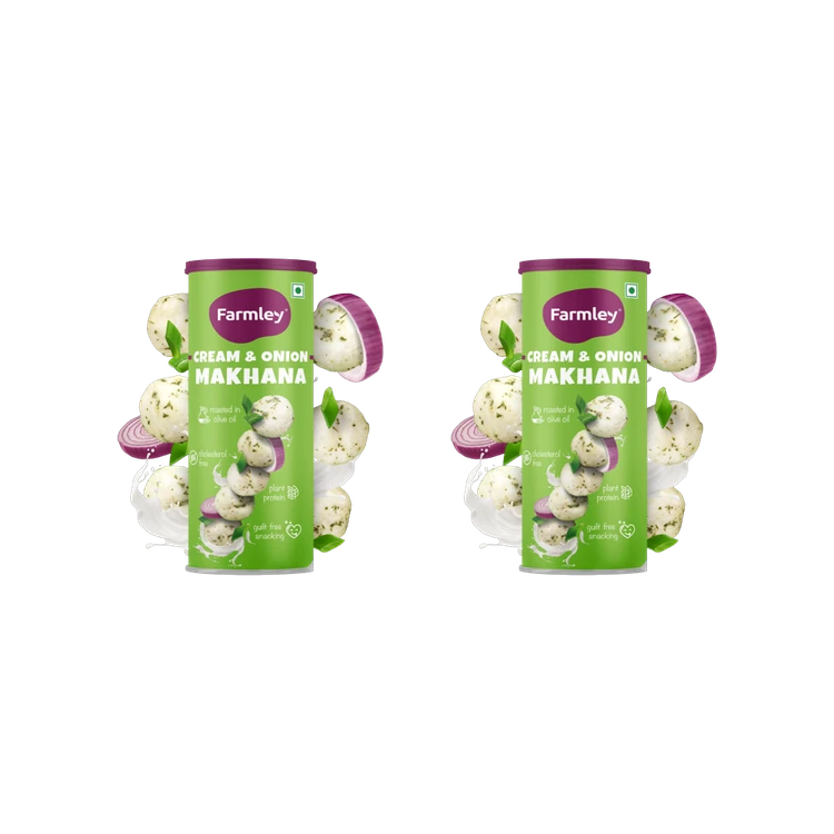 Farmley Cream & Onion Roasted Flavoured Makhana Roasted In Olive Oil - Pack of 2