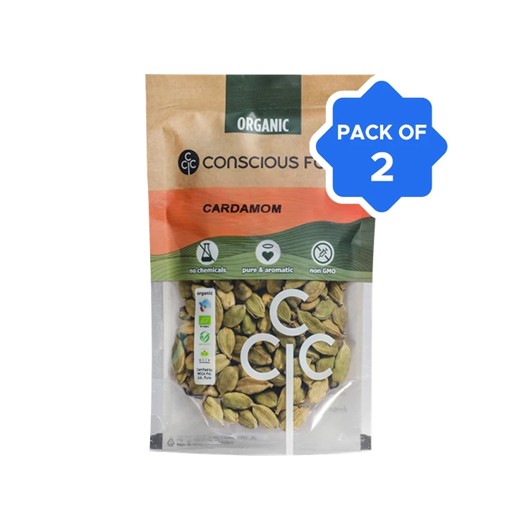Conscious Food Organic Cardamom Whole/Elaichi (Green) - Pack of 2