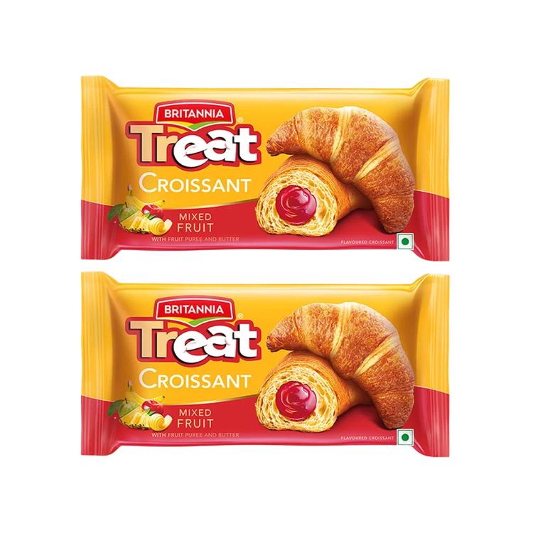 Britannia Treat Croissant with Mixed Fruit Creme Filling - Pack of 2