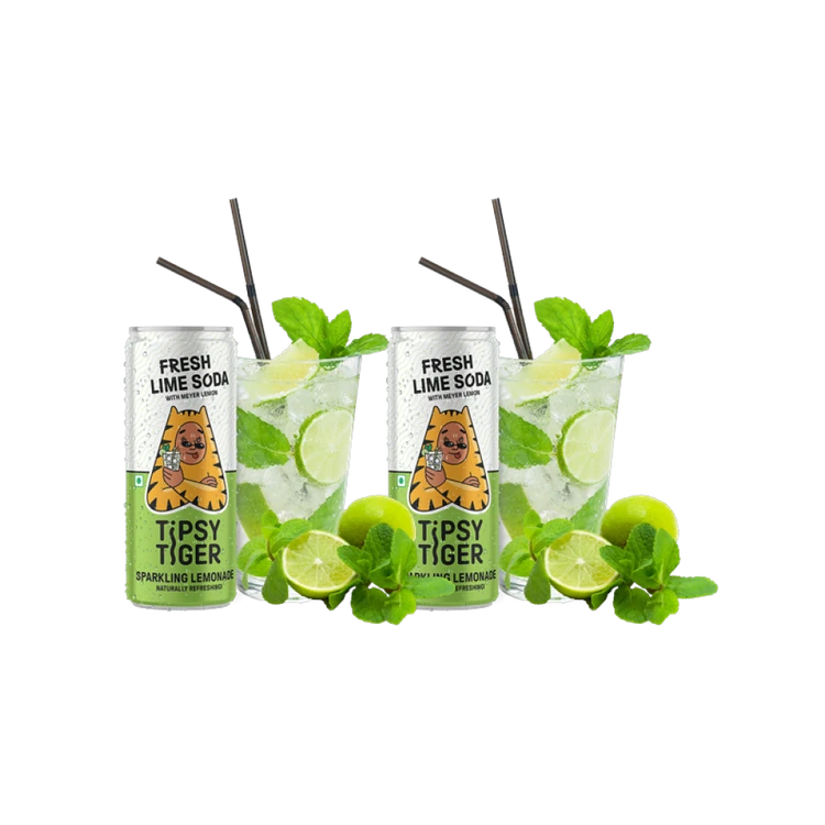 Tipsy Tiger Fresh Lime Soda Sparkling Lemonade - Pack of 2