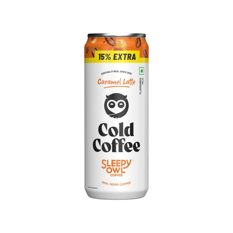 Sleepy Owl Caramel Latte Cold Coffee Can
