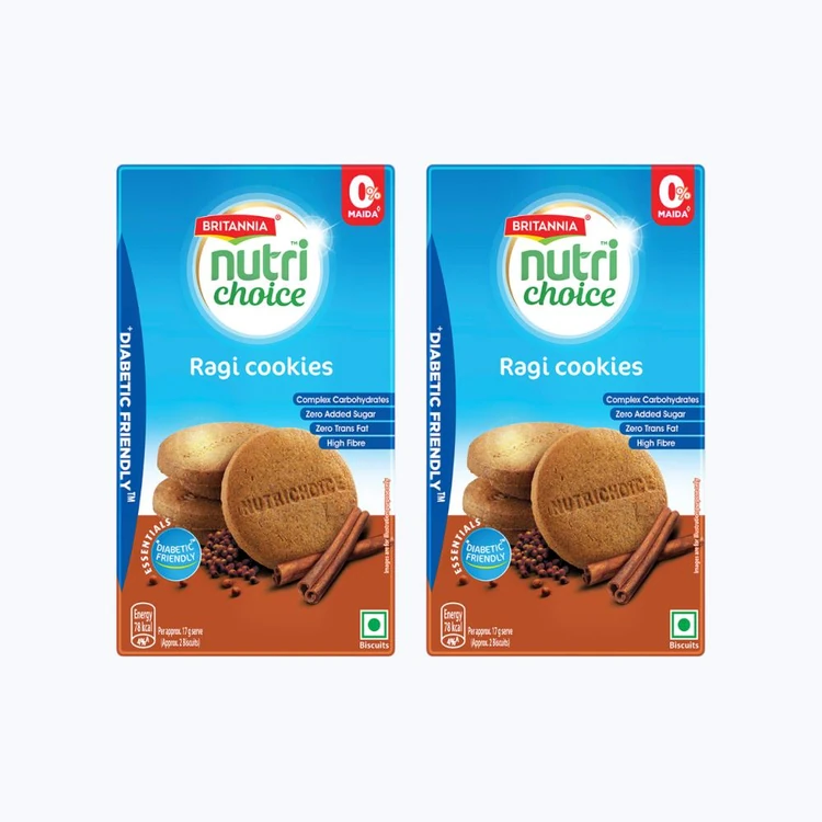 Britannia NutriChoice Ragi Cookies (Diabetic Friendly) - Pack of 2