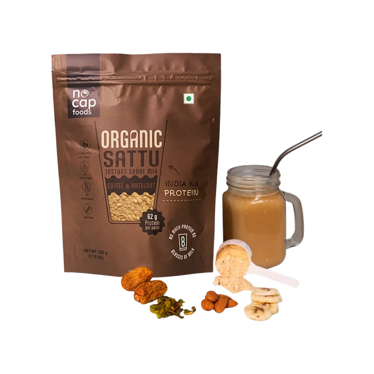 Nocap Foods Coffee & Hazelnut Sattu Shake Drink Mix