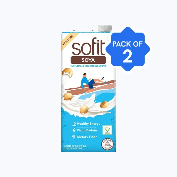 Sofit Natural Soy Beverage (Sugar Free, Vegan) - Pack of 2