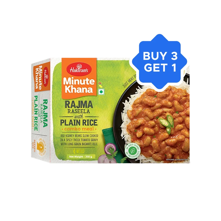 Haldiram's Minute Khana Rajma Raseela with Plain Rice Ready to Eat - Buy 3 Get 1 Free