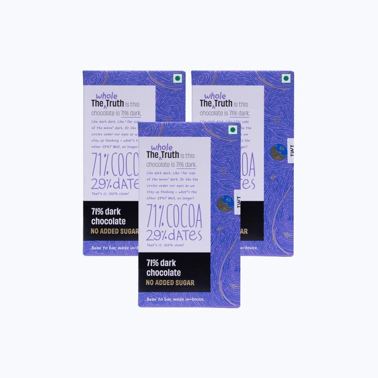 The Whole Truth 71% Dark Chocolate Bar - Pack of 3