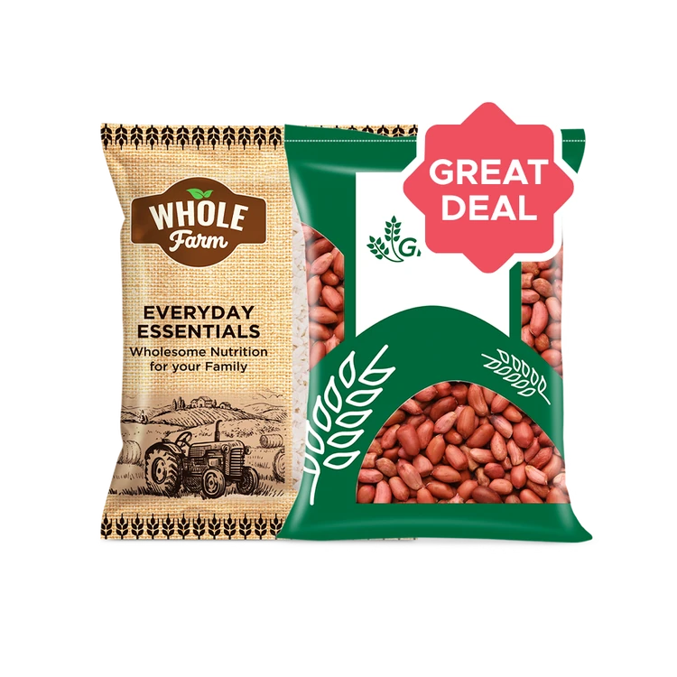 Whole Farm Premium Fiber Rich Thick Poha + Whole Farm Grocery Raw Peanuts Combo