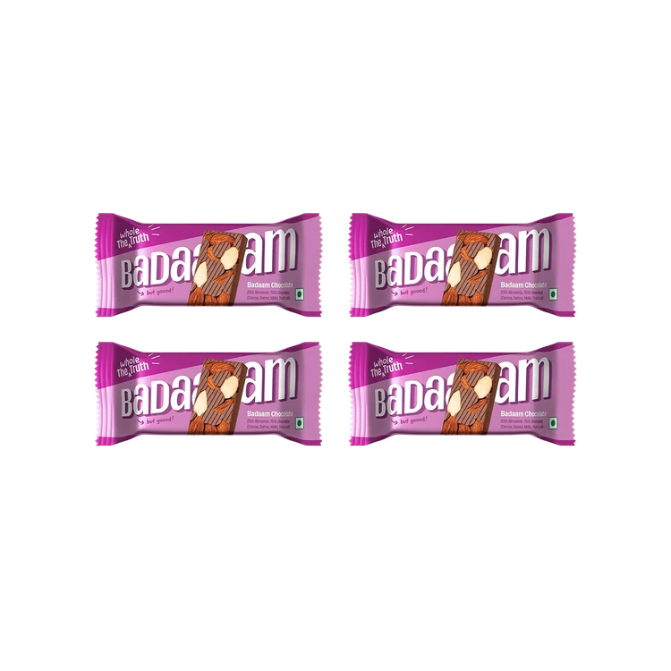 The Whole Truth Badaam Milk Chocolate Bar - Pack of 4