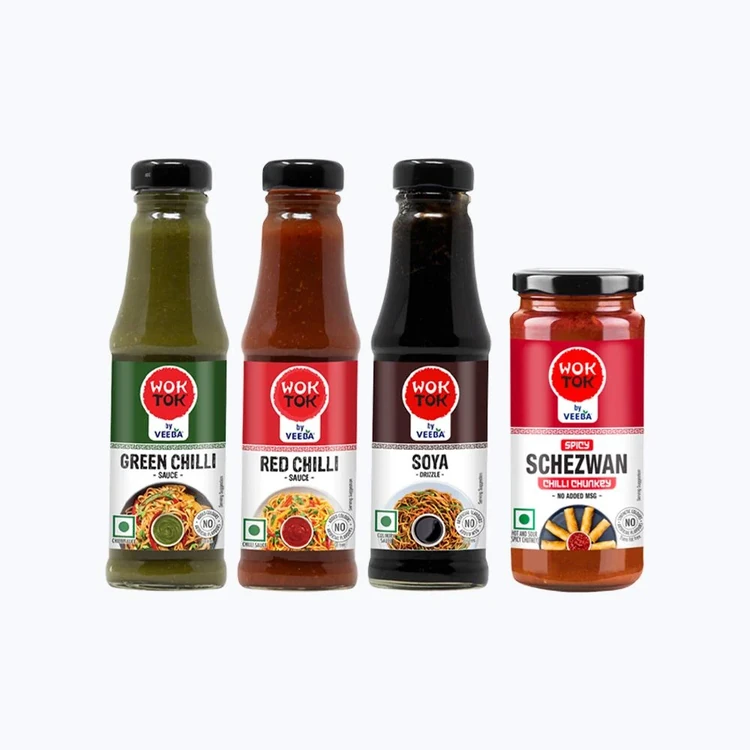 Wok Tok by Veeba Red Chilli + Green Chilli + Soya Drizzle Sauce Combo + Veeba Wok Tok Chilli Schezwan Chutney Combo