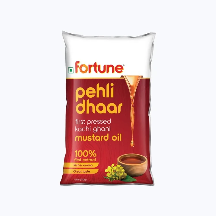 Fortune Pehli Dhar First Pressed Kachi Ghani Mustard Oil (Pouch) (Sasive Enne)