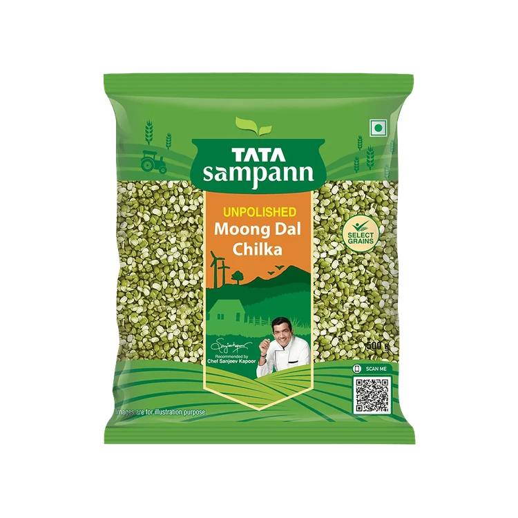 Tata Sampann Unpolished Green Moong Dal (Chilka) - Pack of 2 (Hesaru Kalu)