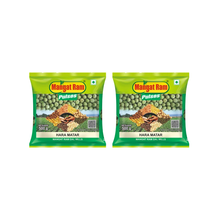 Mangat Ram Pulses Green Dried Peas - Pack of 2 (Hasi Battani)