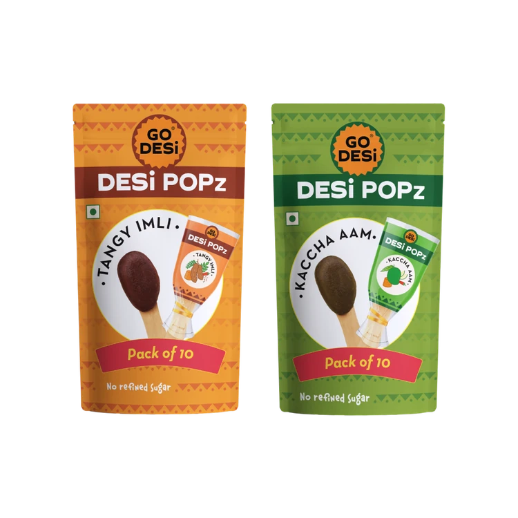 GO DESI GO DESi Tangy Imli Desi Popz Lollipop Candy + GO DESi Kaccha Aam Desi Popz Lollipop Candy Combo