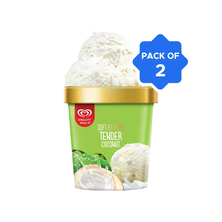 Kwality Walls Tender Coconut Frozen Dessert Tub - Pack of 2