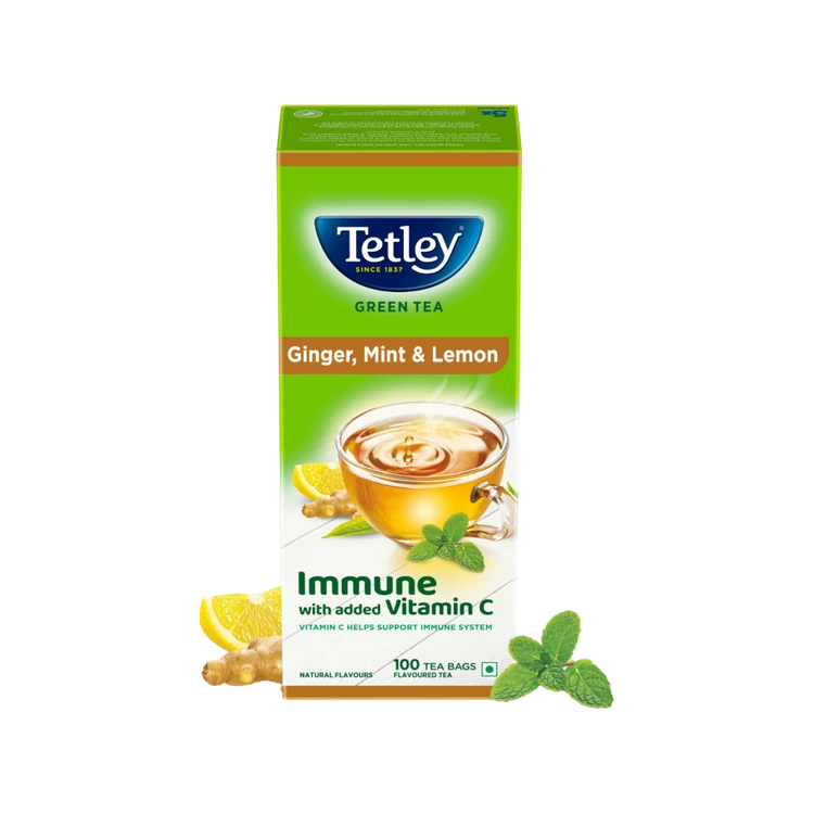 Tetley Ginger, Mint & Lemon Green Tea Bags (Immune with Added Vitamin C)