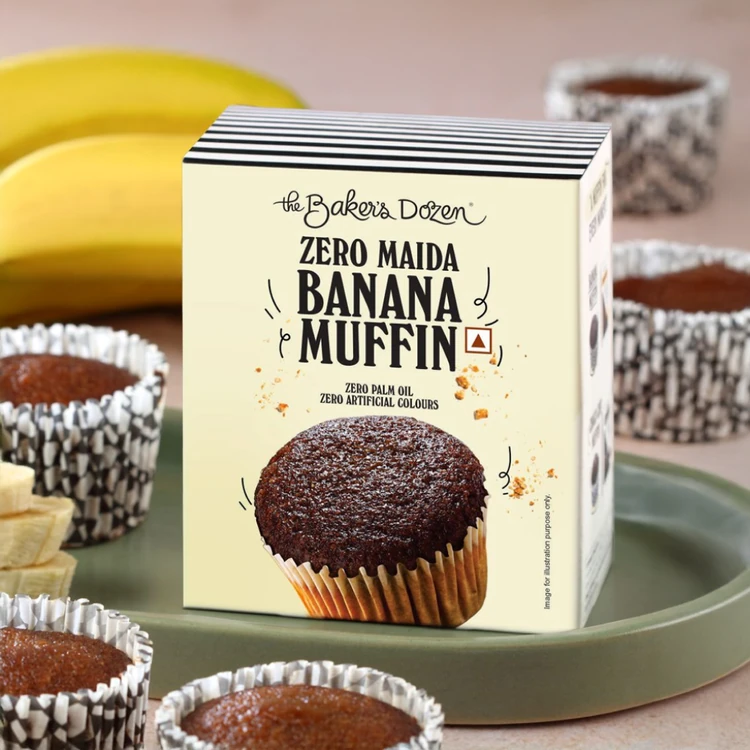The Baker's Dozen Zero Maida Banana Muffin, Whole Wheat